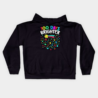 100 Days Brighter Happy 100 Days Of School Teachers Kids Kids Hoodie